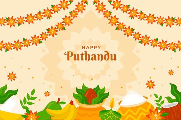 Fondo plano para la celebración del año nuevo tamil