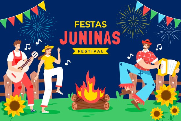 Fondo plano para la celebración brasileña de festas juninas