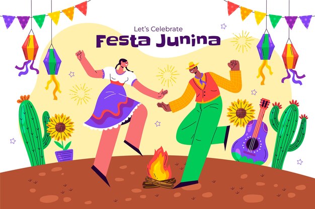 Vector gratuito fondo plano para la celebración brasileña de festas juninas