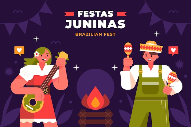 Fondo plano para la celebración brasileña de festas juninas