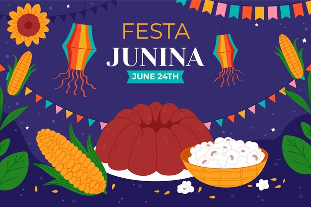Fondo plano para la celebración brasileña de las festas juninas