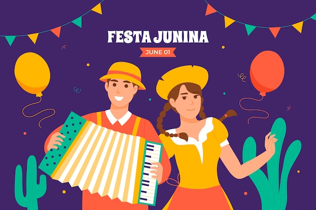 Vector gratuito fondo plano para la celebración brasileña de festas juninas