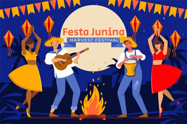 Fondo plano para la celebración brasileña de festas juninas