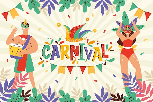 Vector gratuito fondo plano de celebración de carnaval