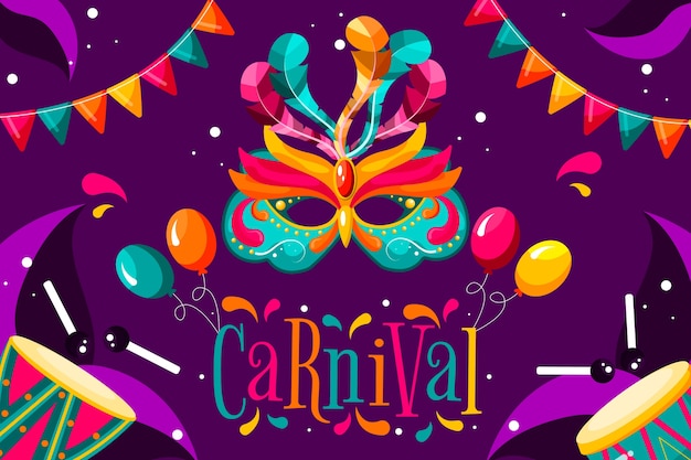 Vector gratuito fondo plano para celebración de carnaval