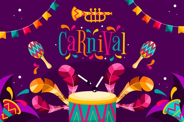 Vector gratuito fondo plano para celebración de carnaval