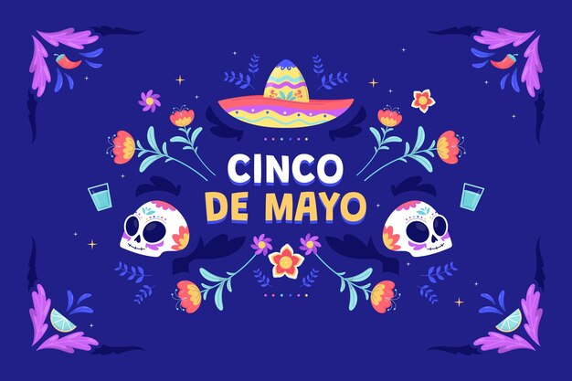 Fondo plano para la celebración del cinco de mayo