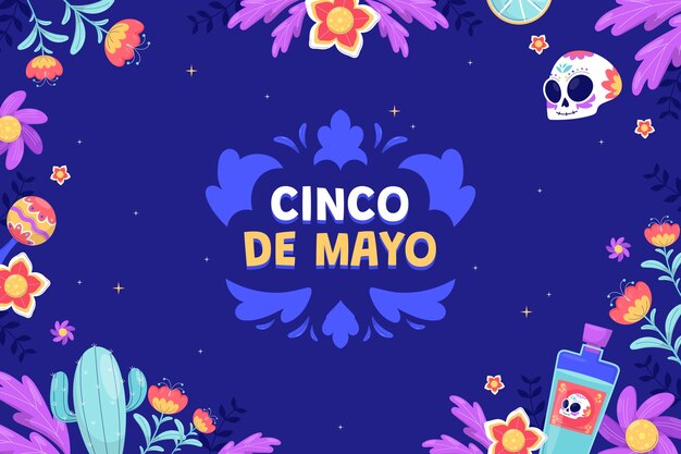 Fondo plano para la celebración del cinco de mayo