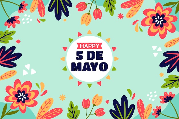 Vector gratuito fondo plano para la celebración del cinco de mayo