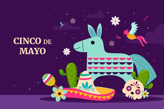 Fondo plano para la celebración del cinco de mayo