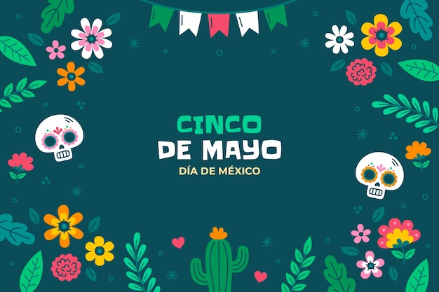 Vector gratuito fondo plano para la celebración del cinco de mayo