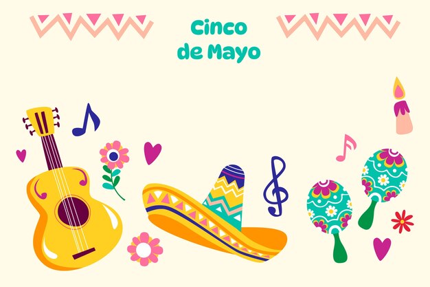 Fondo plano para la celebración del cinco de mayo