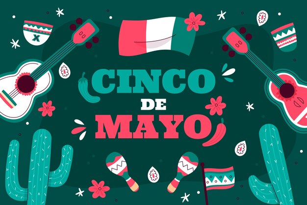 Fondo plano para la celebración del cinco de mayo
