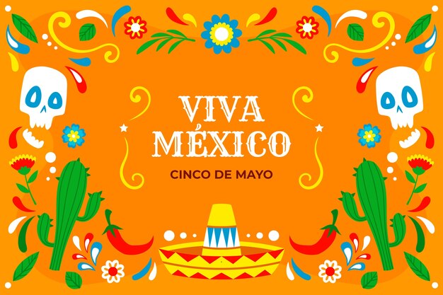 Fondo plano para la celebración del cinco de mayo