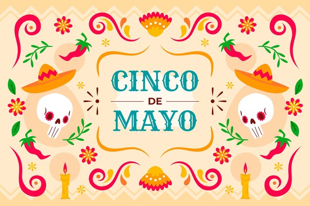 Fondo plano para la celebración del cinco de mayo