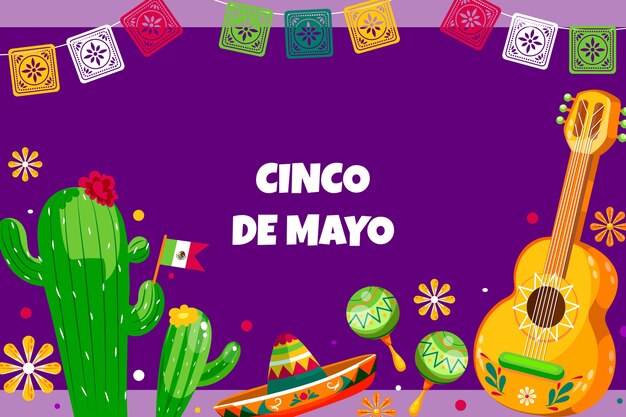 Fondo plano para la celebración del cinco de mayo