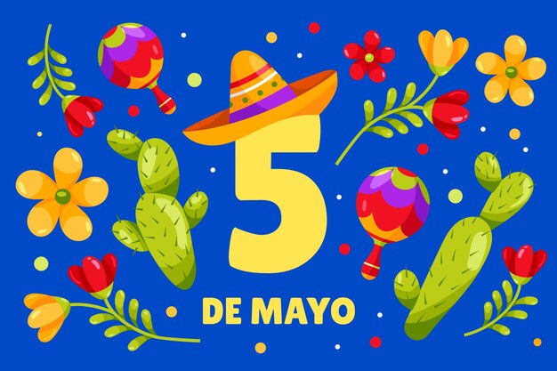 Fondo plano para la celebración del cinco de mayo