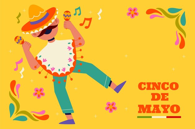 Fondo plano para la celebración del cinco de mayo
