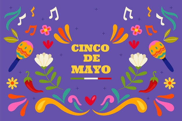 Fondo plano para la celebración del cinco de mayo