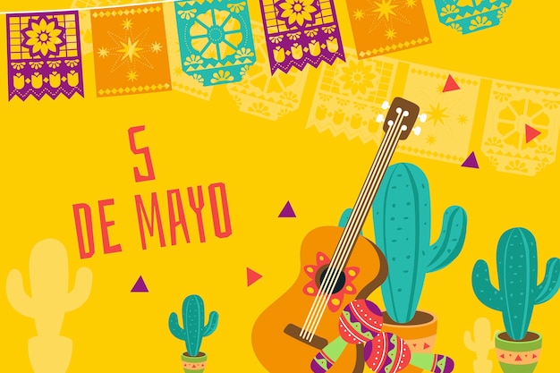 Fondo plano para la celebración del cinco de mayo