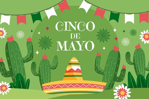 Fondo plano para la celebración del cinco de mayo