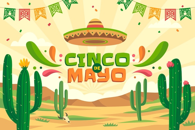 Fondo plano para la celebración del cinco de mayo