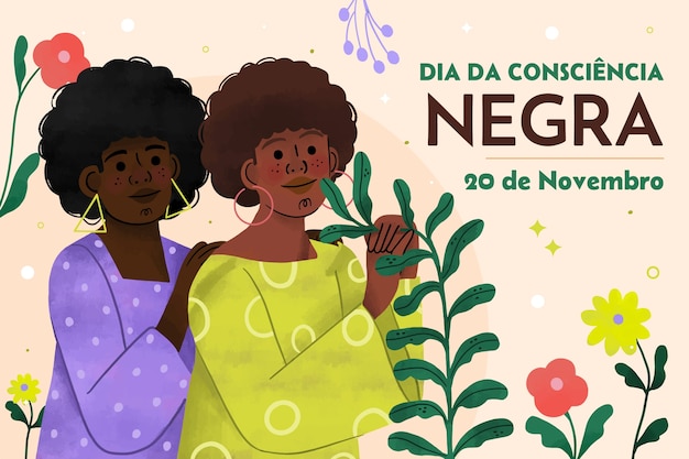 Vector gratuito fondo plano para la celebración del día brasileño de la conciencia negra
