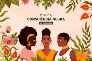 Vector gratuito fondo plano para la celebración del día brasileño de la conciencia negra