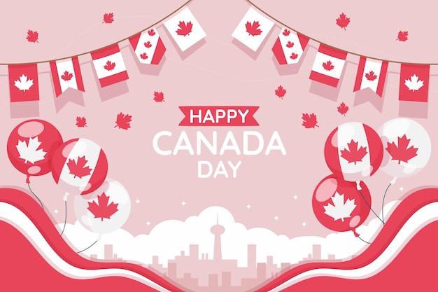 Fondo plano para la celebración del día de canadá