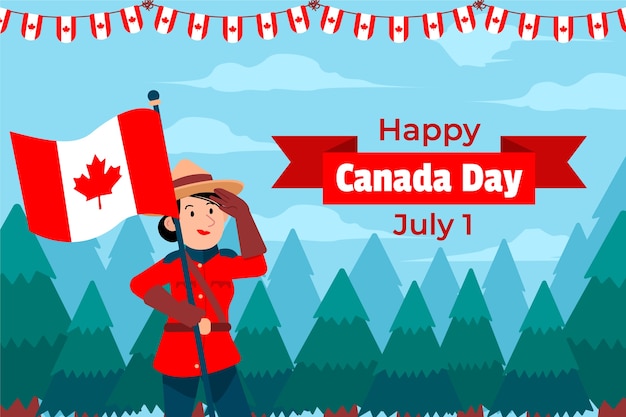 Vector gratuito fondo plano para la celebración del día de canadá