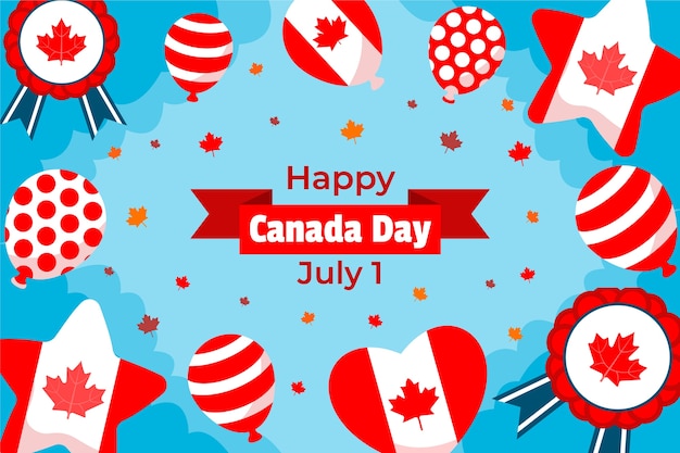 Vector gratuito fondo plano para la celebración del día de canadá