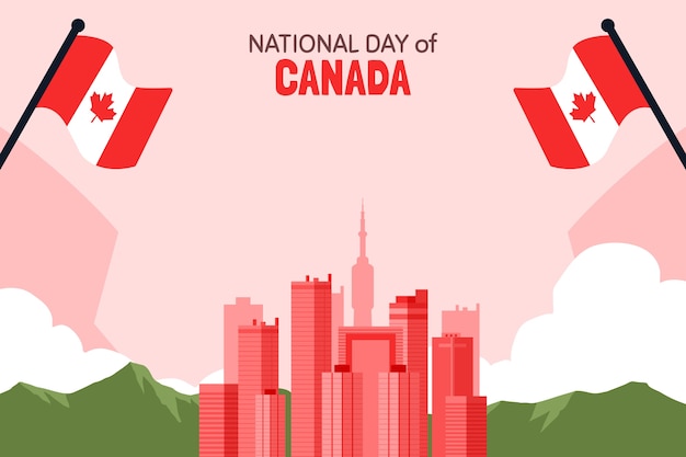 Vector gratuito fondo plano para la celebración del día de canadá