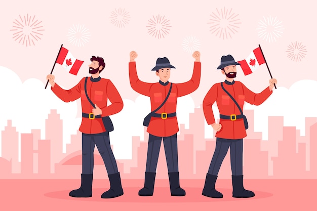 Vector gratuito fondo plano para la celebración del día de canadá