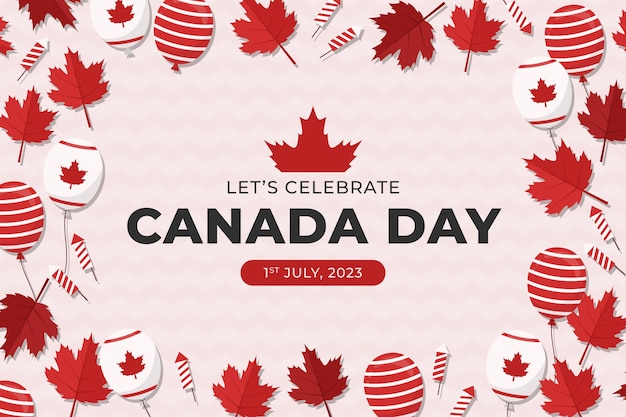 Vector gratuito fondo plano para la celebración del día de canadá