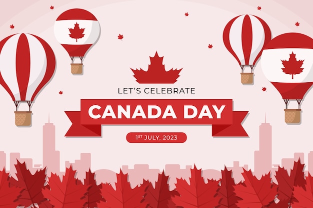 Vector gratuito fondo plano para la celebración del día de canadá