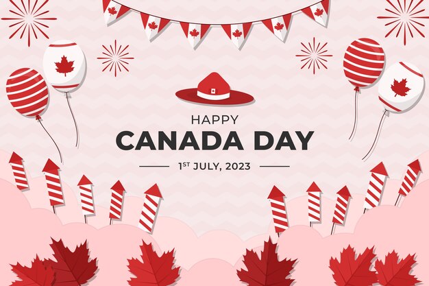 Vector gratuito fondo plano para la celebración del día de canadá