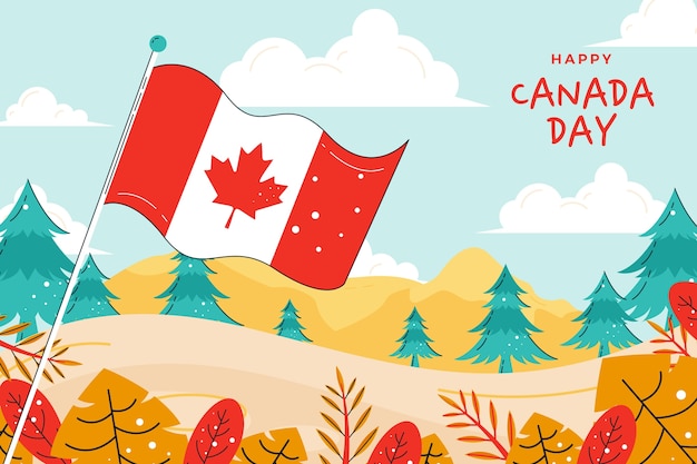 Vector gratuito fondo plano para la celebración del día de canadá