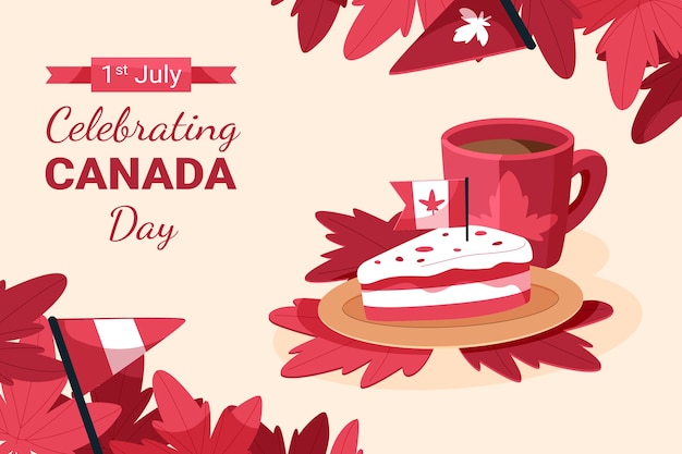 Vector gratuito fondo plano para la celebración del día de canadá