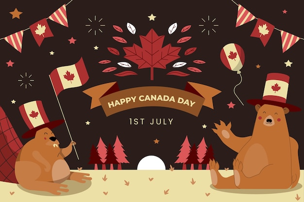 Fondo plano para la celebración del día de canadá