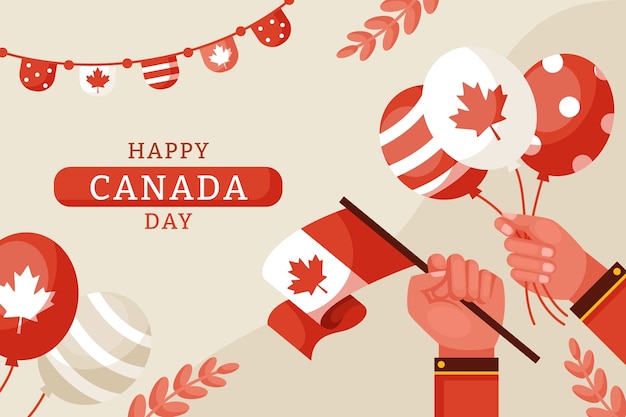 Vector gratuito fondo plano para la celebración del día de canadá