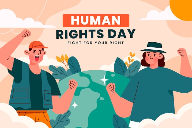 Vector gratuito fondo plano para la celebración del día de los derechos humanos.