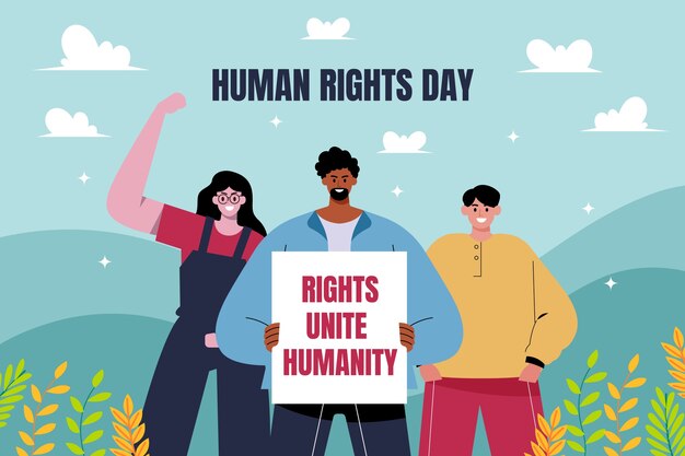 Vector gratuito fondo plano para la celebración del día de los derechos humanos.