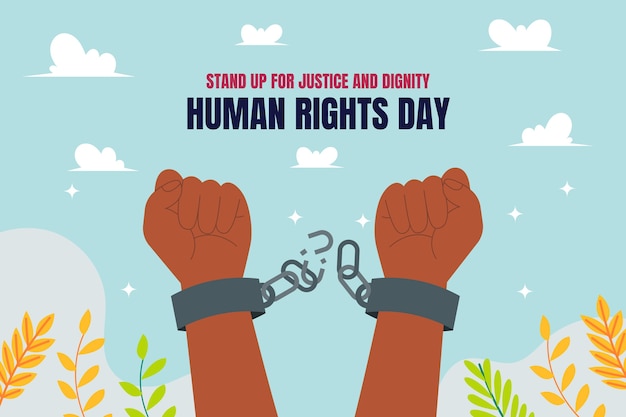 Vector gratuito fondo plano para la celebración del día de los derechos humanos.