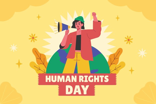 Fondo plano para la celebración del día de los derechos humanos.