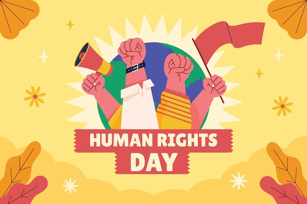 Fondo plano para la celebración del día de los derechos humanos.