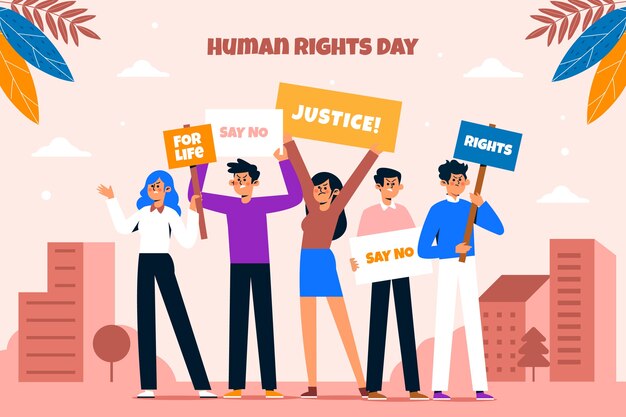 Fondo plano para la celebración del día de los derechos humanos.