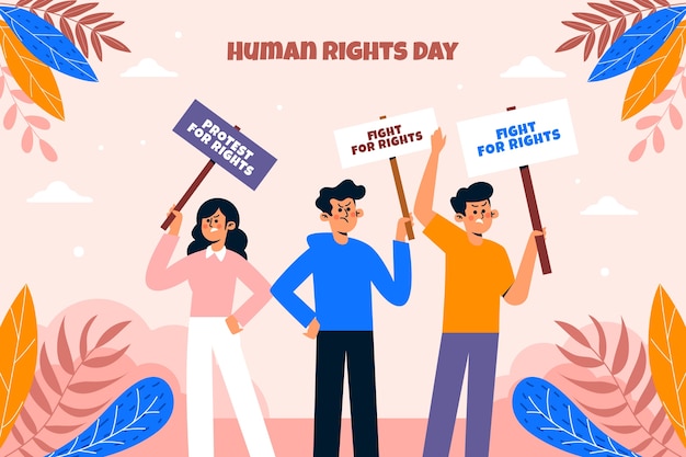 Vector gratuito fondo plano para la celebración del día de los derechos humanos.