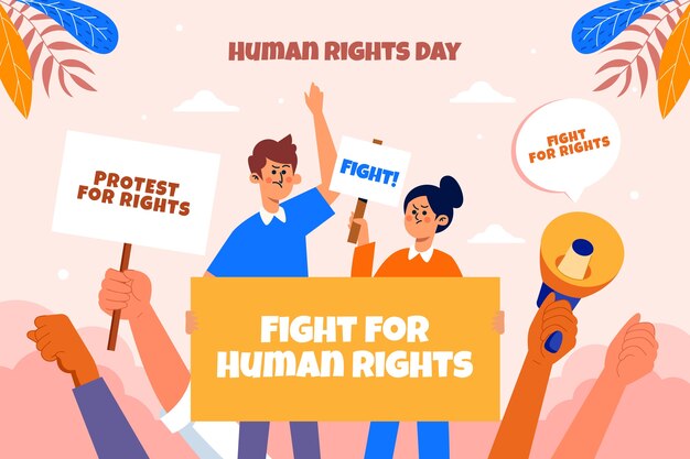 Fondo plano para la celebración del día de los derechos humanos.
