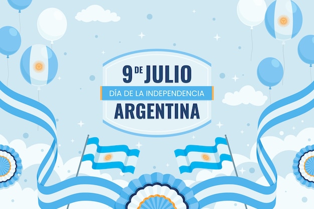 Vector gratuito fondo plano para la celebración del día de la independencia argentina