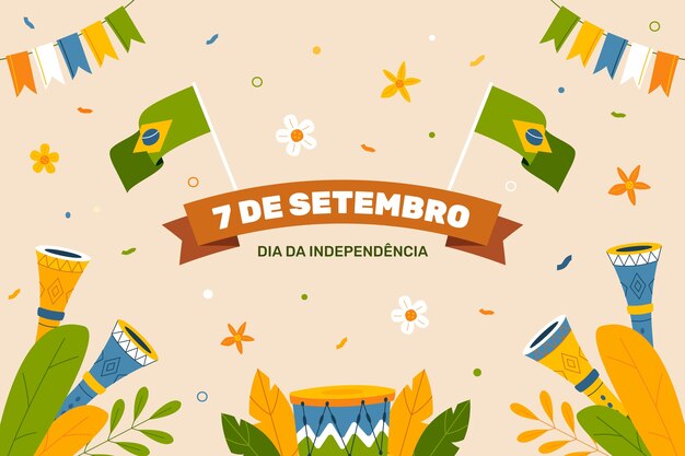 Vector gratuito fondo plano para la celebración del día de la independencia de brasil